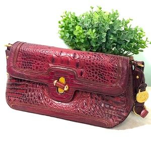 Brahmin Embossed Leather Gator Skin Shoulder Bag